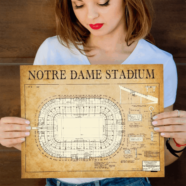 1929 Notre Dame Stadium 11X14 Unframed Poster - Blueprint Wall Art, Historic Architectural Print, Football Stadium Design for University of Notre Dame, Sports Memorabilia, Man Cave & Sports Bar Décor - Image 8