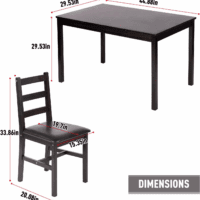 Kitchen Table and Chairs for 4 Dining Room Table Set,Wood Elegant Kitchen Sets for Small Space,Dark Brown - Image 7