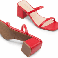 Sandal Heels for Women Low Square Open Toe Block Chunky Heels Slip on Slides Mules for Party Homecoming Daily - Image 3