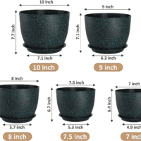 Plant Pots 10/9/8/7.5/7 Inch Set of 5,Flower Pots with Multi Mesh Drainage Holes, Large Planters for Indoor Outdoor Garden Plants and Flowers. (Green Speckles) - Image 2