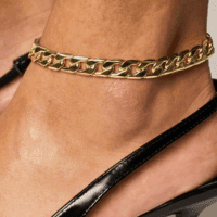 14K Gold Plated Chunky Curb Chain Anklet for Women | Lightweight Flat Curb Link Chain Anklets - Image 2
