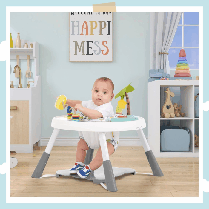 Curio Sit N Seek Baby Activity Center in Lime, 2 in 1 Activity Center and Play Table with 3 Detachable Toys and Music, 3 Level Height Adjustable Positions Activity Center for Baby - Image 2