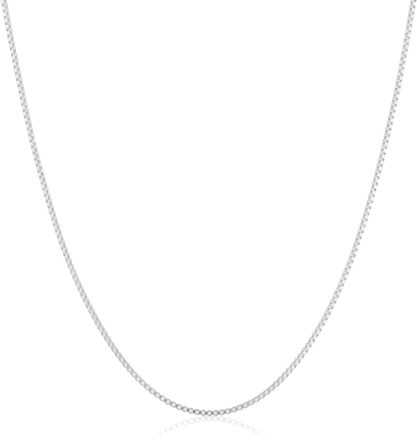 Sterling Silver Thin 0.8Mm Box Chain Necklace | Available in Yellow Gold or Silver | 16", 18", 20", 24", or 30" (Previously Amazon Collection)