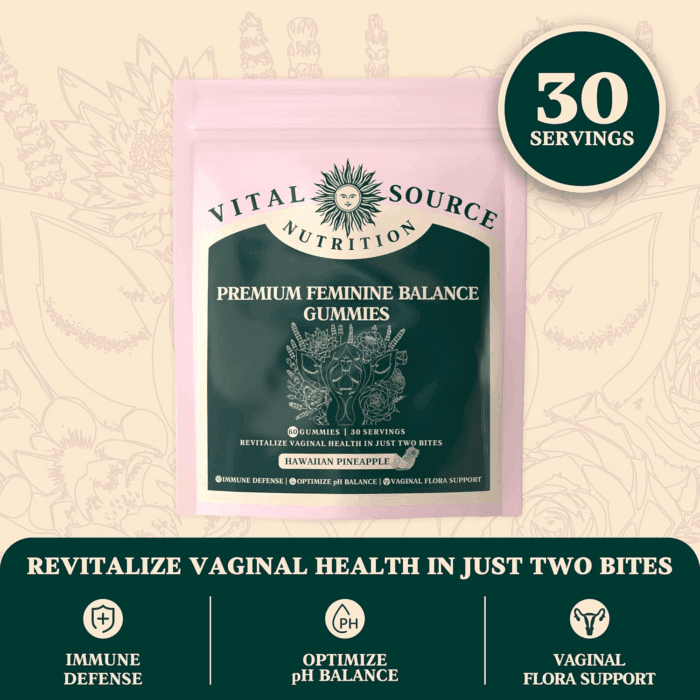 - Premium Feminine Balance Gummies - for Women’S Health & Wellness - Immune Support - Vegan, Gluten-Free - Hawaiian Pineapple - 60 Gummies - 30 Servings - Image 2