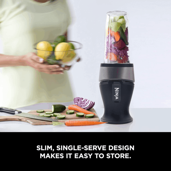 Fit Compact Personal Blender, Portable Blender For-Smoothies, Shakes, Food Prep, and Frozen Blending, 700-Watt Base, (2) 16-Oz. Cups and Spout Lids, Black QB3001SS - Image 4
