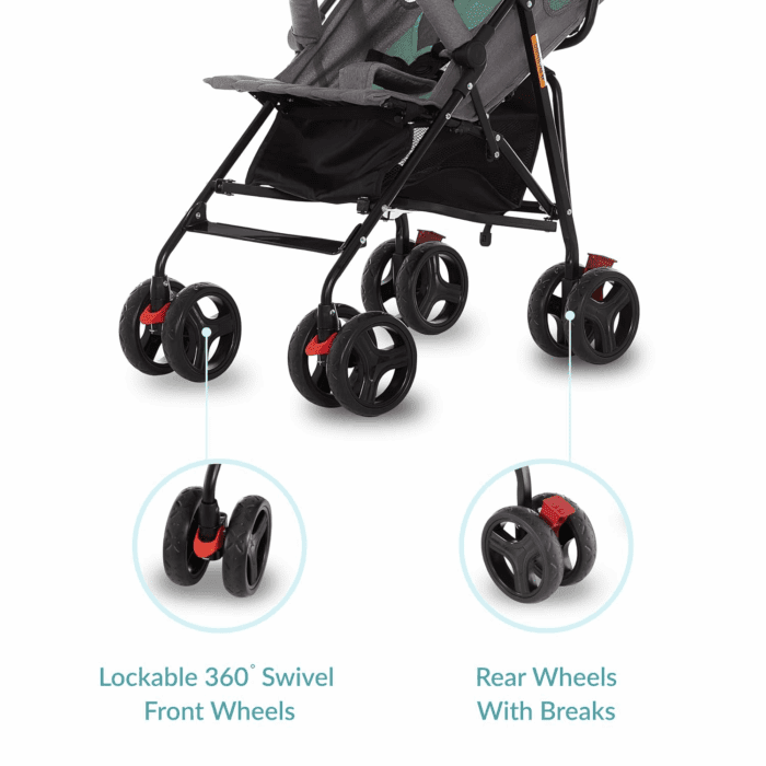 Vista Moonwalk Baby Stroller in Mint, Lightweight Infant Stroller with Compact Fold, Multi-Position Recline Umbrella Stroller with Canopy, Extra Large Storage and Cup Holder - Image 6