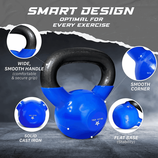 5-65Lbs Kettlebells Vinyl Coated Cast Iron for Dumbbell Weights Exercises, Gym, Fitness, Full Body Workout Equipment Push Up, Grip and Strength Training - Image 3