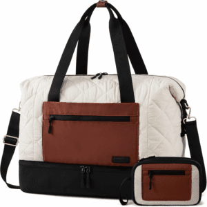 Weekender Bags for Women, Puffer Travel Duffel Bags for Woman, Large Hospital Bag for Women Labor Delivery with Shoe Compartment, Carry on Overnight Bag, Personal Item Travel Bag for Airplane