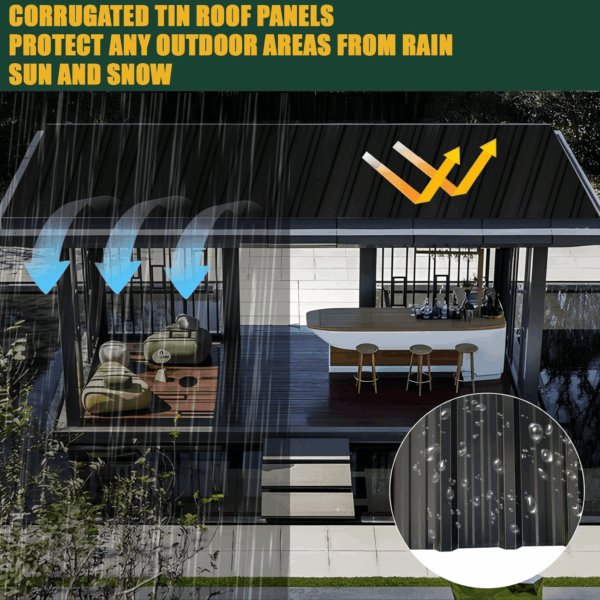 18 Pcs Galvanized Steel Roof Panels,L42.52×W17.72 Inch Metal Roof Panels,Corrugated Tin Roofing Panels Roof Protector for Garages,Sheds,Stables and Mobile Homes - Image 6