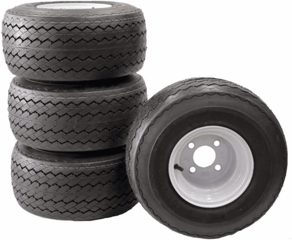 4-Pack 8" 18X8.50-8 18/8.5-8 White Golf Cart Wheels Tires Combo Fits Club Car, Cushman, EZGO, Yamaha