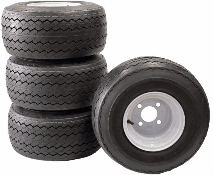 4-Pack 8" 18X8.50-8 18/8.5-8 White Golf Cart Wheels Tires Combo Fits Club Car, Cushman, EZGO, Yamaha