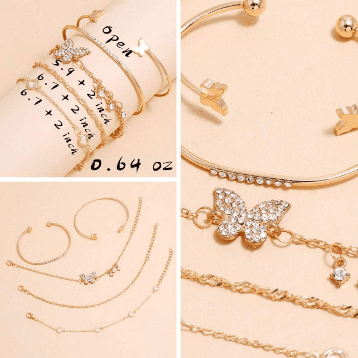 6 PACK (24 PCS) Boho Gold Chain Bracelets Set for Women, 14K Gold Plated Multiple Layered Stackable Open Cuff Wrap Bangle Adjustable Link Italian Cuban Jewelry for Women Gift - Image 7