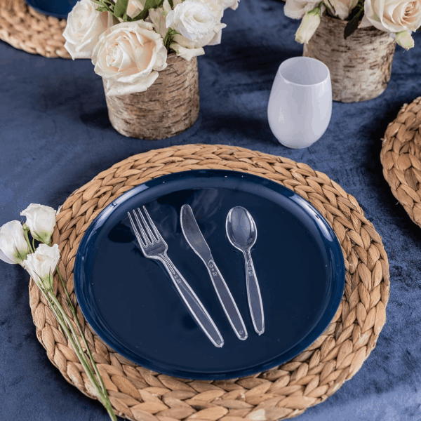 Disposable Cutlery Set, SAPPHIRE Design, Clear Color, 360 Pieces: 180 Forks, 120 Spoons, 60 Knives - Image 4