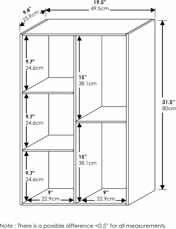 Luder Bookcase / Book / Storage , 5-Cube, White - Image 3
