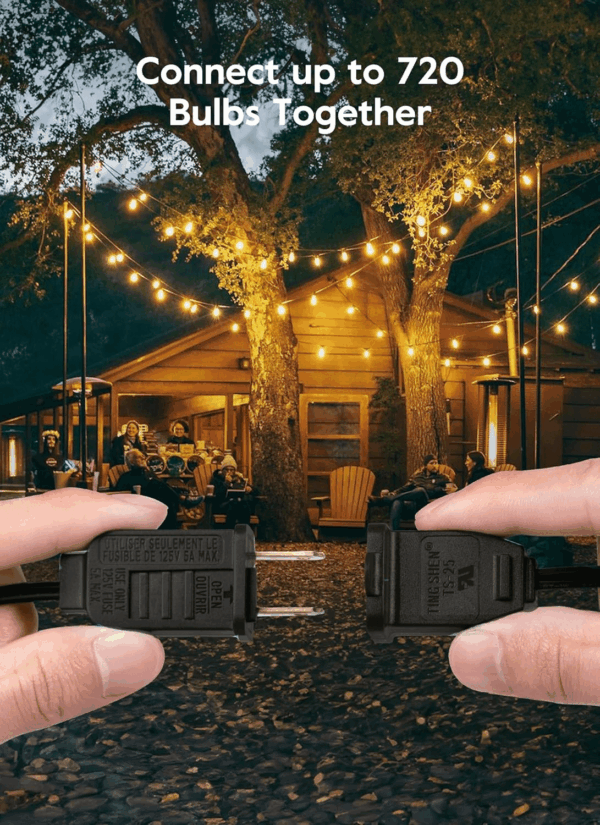 Outdoor String Lights - Connectable Dimmable LED Patio String Lights with G40 Globe Plastic Bulbs, All Weatherproof Hanging Lights for outside Backyard Porch (50 Ft - 25 LED Bulbs) - Image 9