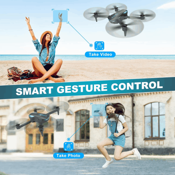 Drone with 1080P Camera for Beginners and Kids, Foldable Remote Control Quadcopter with Voice Control, Gestures Selfie, Altitude Hold, One Key Start, 3D Flips, 2 Batteries, Toy for Boys Girls - Image 2