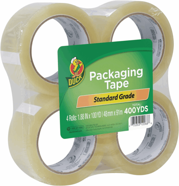 Brand Standard Packaging Tape Refills - 4 Extra Long Rolls of Clear Packing Tape - Shipping, Mailing and Moving Supplies - 3" Core - 1.88 Inch X 100 Yards, Clear (240593)