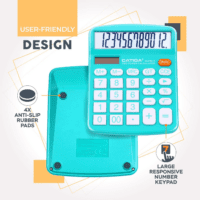 Desktop Calculator 12 Digit with Large LCD Display and Sensitive Button, Solar and Battery Dual Power, Standard Function for Office, Home, School, CD-2786 (Light Blue) - Image 4