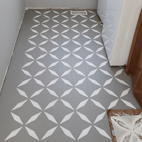 4Pcs Reusable Tile Stencils 12X12 Inch, Concrete Patterns, for Patio, Large Painting Floors, Wall Painting, Creamy-White, Stencils-4Lingxing - Image 4