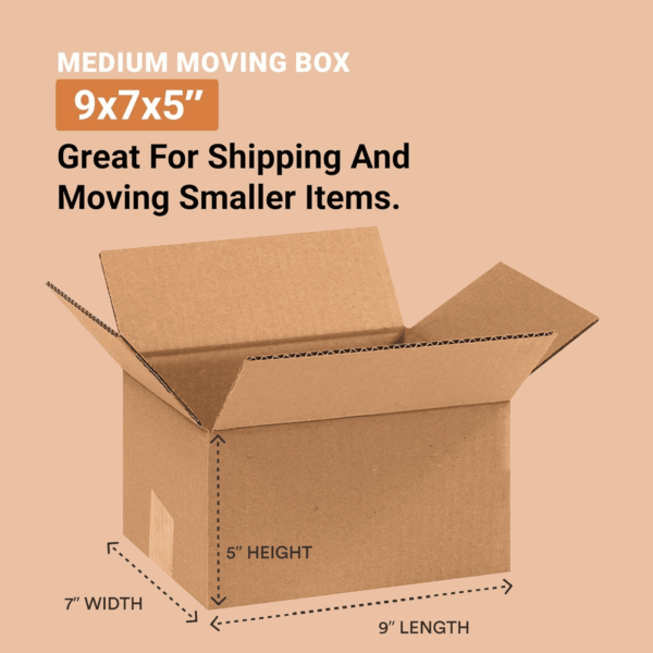 Corrugated Cardboard Box 9"L X 7"W X 5"H (Pack of 25), Cardboard Boxes Perfect for Moving, Storing, Packing & Shipping, Ideal for Small & Medium Items, Storage, and Mailing - Image 2