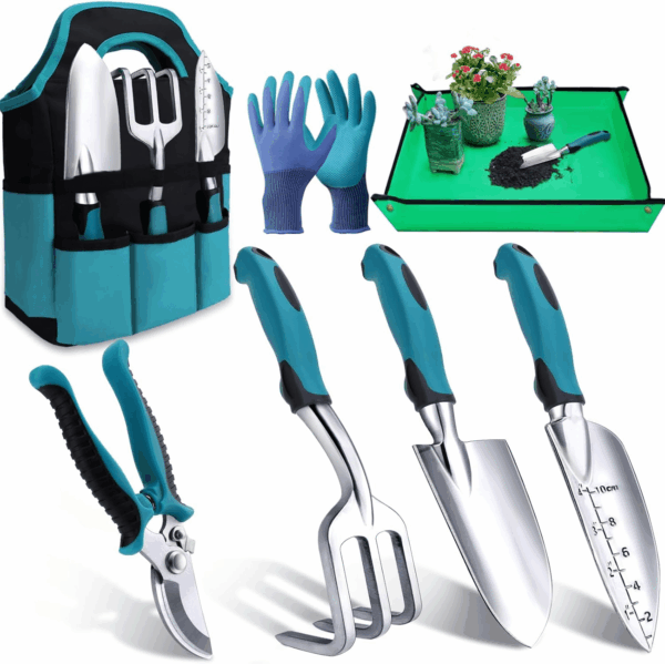 Garden Tools 7-Piece, Gardening Hand Tools, Gardening Tools Set with Rust-Proof,Stainless Steel, Aluminum Alloy Material, Gardening Supplies Set Ideal Gift