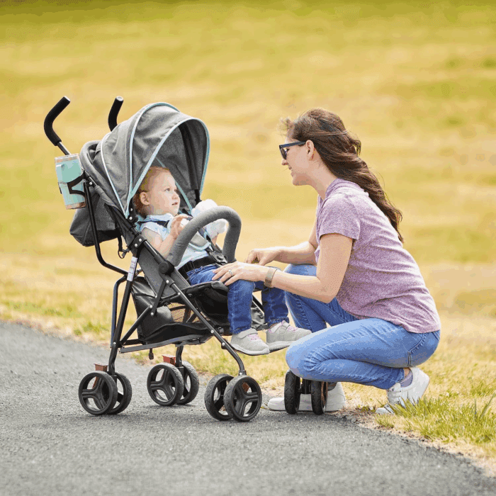 Vista Moonwalk Baby Stroller in Mint, Lightweight Infant Stroller with Compact Fold, Multi-Position Recline Umbrella Stroller with Canopy, Extra Large Storage and Cup Holder - Image 2