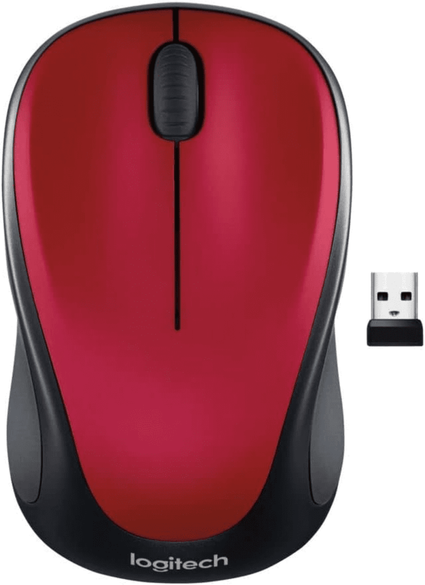M317 Wireless Mouse, 2.4 Ghz with USB Receiver, 1000 DPI Optical Tracking, 12 Month Battery, Compatible with PC, Mac, Laptop, Chromebook - Red