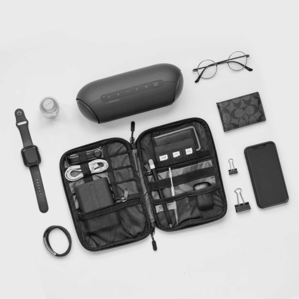 Electronics Travel Organizer Case, Tech Accessories Cord Storage Bag for Phone, Power Bank, SD Card, Cables, Black - Image 8
