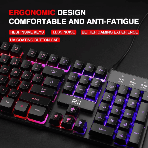 RK100+ Multiple Color Rainbow LED Backlit Large Size USB Wired Mechanical Feeling Multimedia PC Gaming Keyboard,Office Keyboard for Working or Primer Gaming,Office Device - Image 2