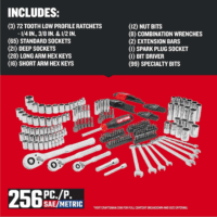Mechanics Tool Set, 256-Piece Hand Tool and Socket Set with 2-Drawer Tool Box (CMMT45256) - Image 2