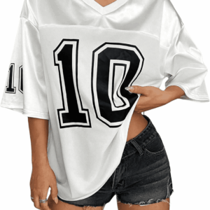 Women'S Oversized Jersey Shirt Graphic Tees V Neck Short Sleeve Vintage T Shirts