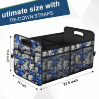 Car Trunk Organizer with 72L Large Capacity Waterproof Collapsible and 11 Pockets, Trunk Organizer for Car Suv/Jeep/Sedan, Large Size, Blue Camouflage - Image 3