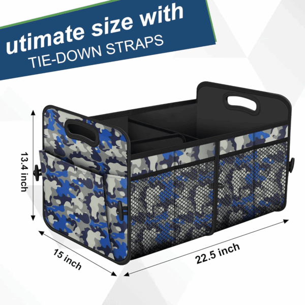 Car Trunk Organizer with 72L Large Capacity Waterproof Collapsible and 11 Pockets, Trunk Organizer for Car Suv/Jeep/Sedan, Large Size, Blue Camouflage - Image 3