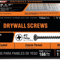 2CDWS1#6 X 2 Phillips Bugle Head Coarse Thread Sharp Point Drywall Screw, 1Lb Box