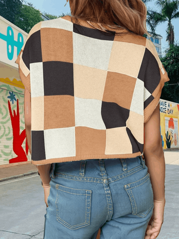 Girls Summer Crop Tops Spring Vest Cute Tanks Cap Sleeve Colorblock Tee Loose Kids Fall Knit Top - Image 3
