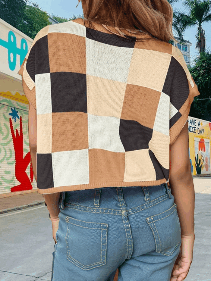 Girls Summer Crop Tops Spring Vest Cute Tanks Cap Sleeve Colorblock Tee Loose Kids Fall Knit Top - Image 3