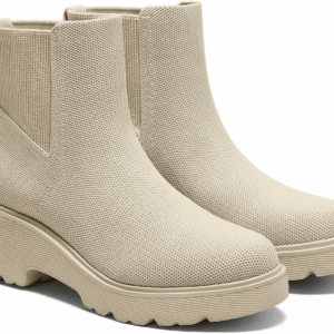 Everly Women'S Water-Repellent Chunky Wedge Boots Silp on Round-Toe Booties 6Cm/2.36" Heel Height Booties Anti-Slip Outsole Platform Chunky Wedge Boots Lady Dress Jeans Winter Fall Boots