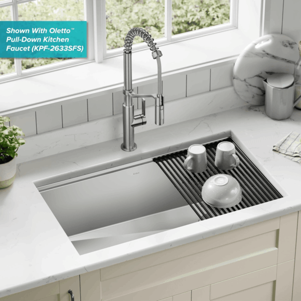 Kore Workstation 32-Inch Undermount 16 Gauge Stainless Steel Kitchen Sink, Single Bowl Kitchen Sink with Accessories, KWU110-32 - Image 2
