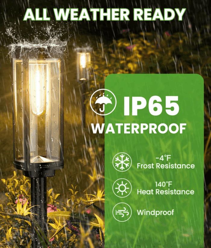 Bright Solar Pathway Lights Outdoor, 8 Pack Solar Powered Garden Lights Waterproof IP65, Auto On/Off Outdoor Light for Lawn Patio Walkway Driveway Decor Landscape Lighting - Image 6