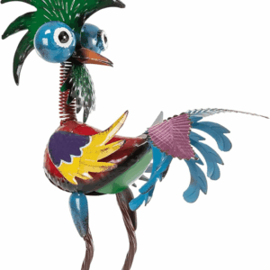 - 19" Tall Wild Tropical Metal Rooster Yard Statue – Colorful Indoor/Outdoor Garden Décor, Rustic & Fun Farm Animal for Garden, Patio, Lawn, or Porch
