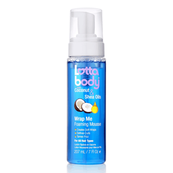Lottabody Coconut Oil and Shea Wrap Me Foaming Curl Mousse , Creates Soft Wraps, Hair Mousse for Curly Hair, Defines Curls, anti Frizz, 7 Fl Oz