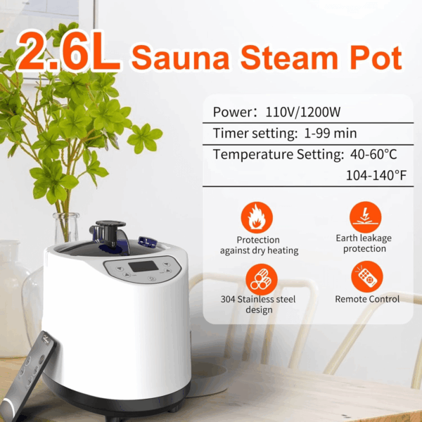 Portable Sauna Box, Portable Sauna for Home with 2.6L Steamer Generator, Remote Control, Portable Chair & Floor Mat, Full Body Personal Saunas Tent for Health, 9 Levels, Orange - Image 5