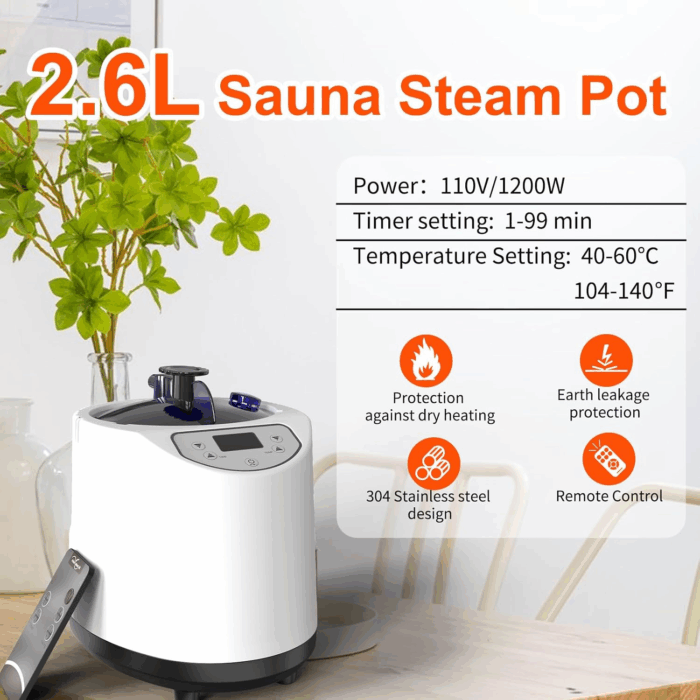 Portable Sauna Box, Portable Sauna for Home with 2.6L Steamer Generator, Remote Control, Portable Chair & Floor Mat, Full Body Personal Saunas Tent for Health, 9 Levels, Orange - Image 5
