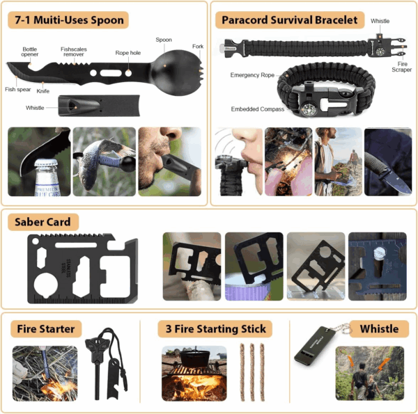 Survival Kit, 250Pcs Survival Gear First Aid Kit with Molle System Compatible Bag and Emergency Tent, Emergency Kit for Earthquake, Outdoor Adventure, Hiking, Hunting, Gifts for Men Women - Image 5
