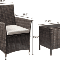 Patio Porch Furniture Sets 3 Pieces PE Rattan Wicker Chairs with Table Outdoor Garden Furniture Sets (Brown/Beige) - Image 8