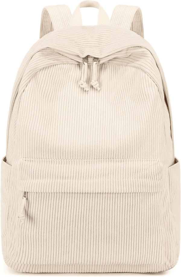 School Backpack for Teens Large Corduroy Bookbag Lightweight 17 Inch Laptop Bag for Girls Women Casual High School College (Corduroy-Beige) - Image 9