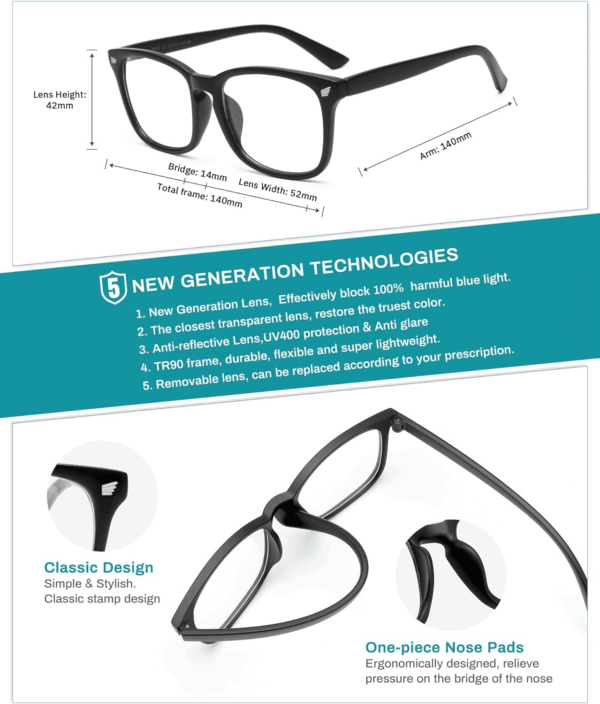 Stylish Blue Light Glasses for Woman - Computer Glasses 99% Blue Light Blocking - Lightweight TR90 Frames - 3 Pack - Image 3