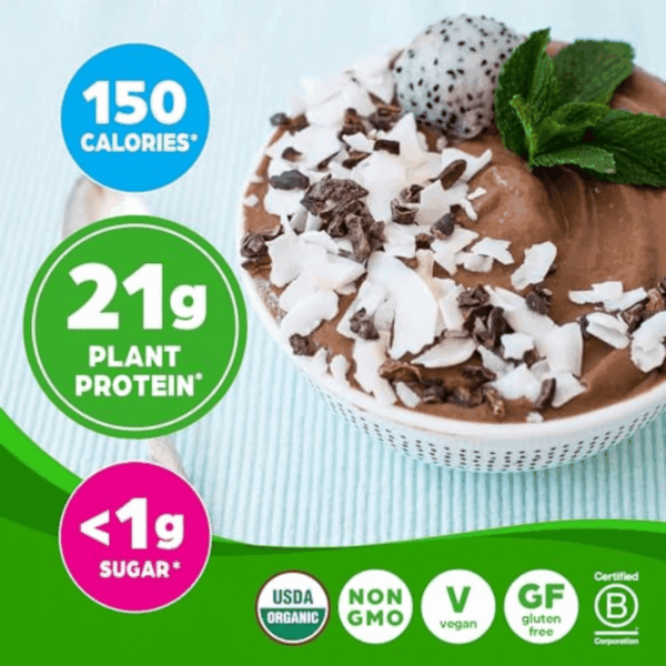 Organic Vegan Protein Powder, Creamy Chocolate Fudge - 21G Plant Protein, 6G Prebiotic Fiber, Low Net Carb, No Lactose Ingredients, No Added Sugar, Non-Gmo, for Shakes & Smoothies, 2.03 Lb - Image 4