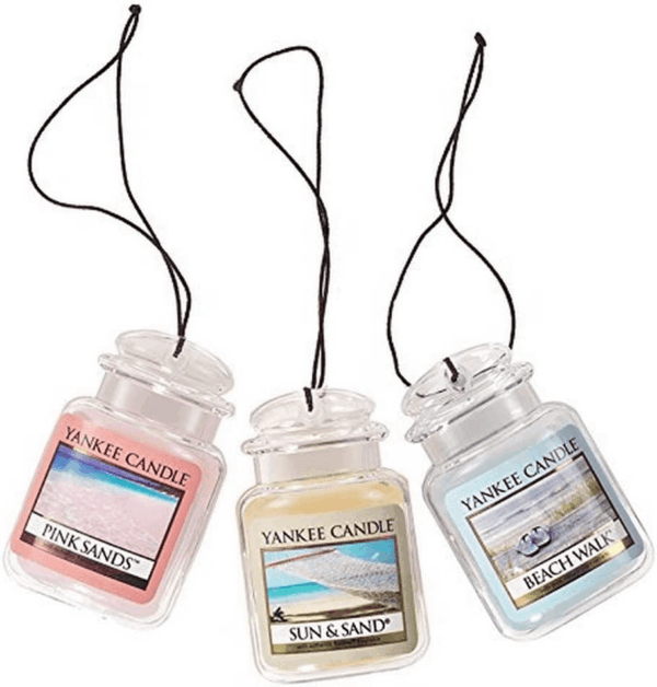 Hanging Car Jar® Ultimate 3-Pack Air Fresheners, Neutralizes Odors up to 30 Days, Includes: Beach Walk, Pink Sands, and Sun and Sand (Pack of 3)