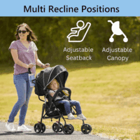 Vista Moonwalk Baby Stroller in Black, Lightweight Infant Stroller with Compact Fold, Multi-Position Recline Umbrella Stroller with Canopy, Extra Large Storage and Cup Holder - Image 3